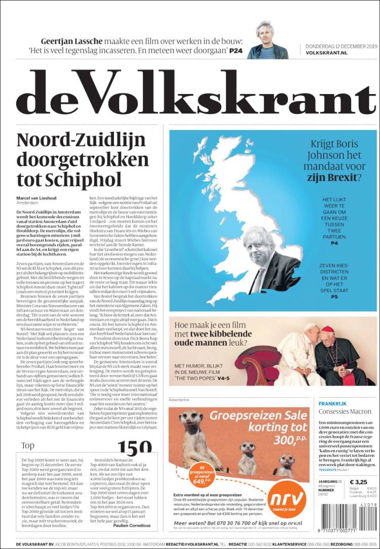 Portada de De Volkskrant (Pa&iacute;ses Bajos)