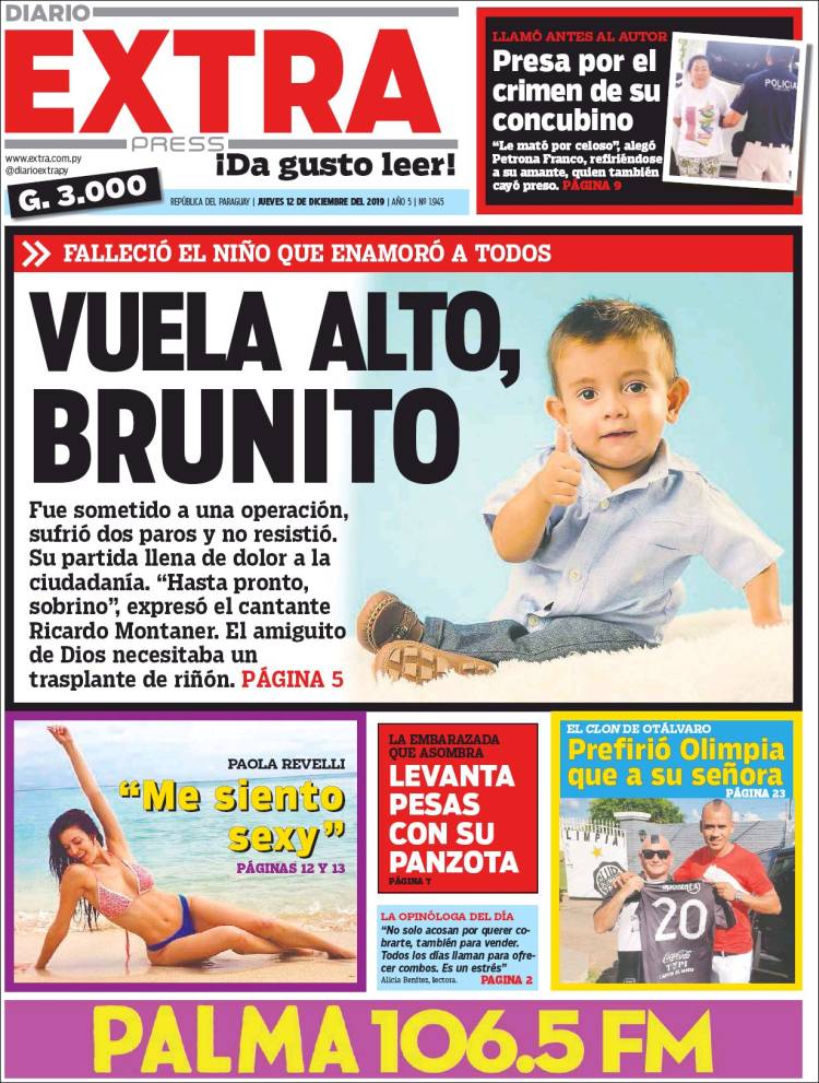 Portada de Diario Extra (Paraguay)