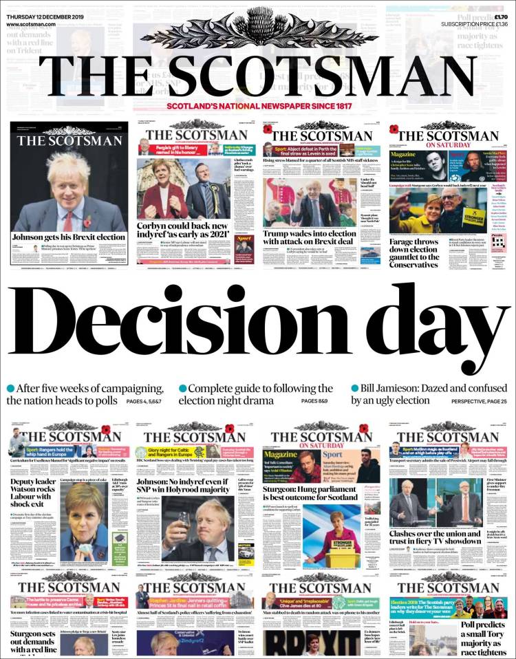 Portada de The Scotsman (Reino Unido)