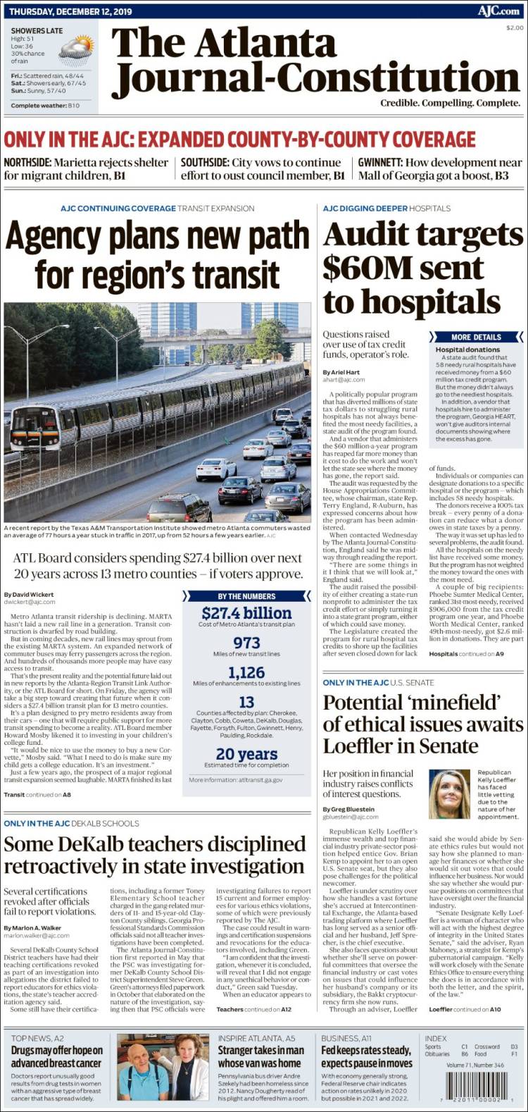 Portada de The Atlanta Journal-Constitution (USA)