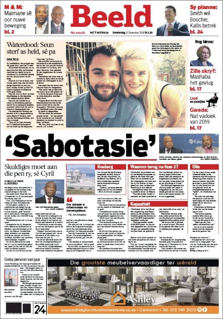 Portada de Beeld (Sud&aacute;frica)