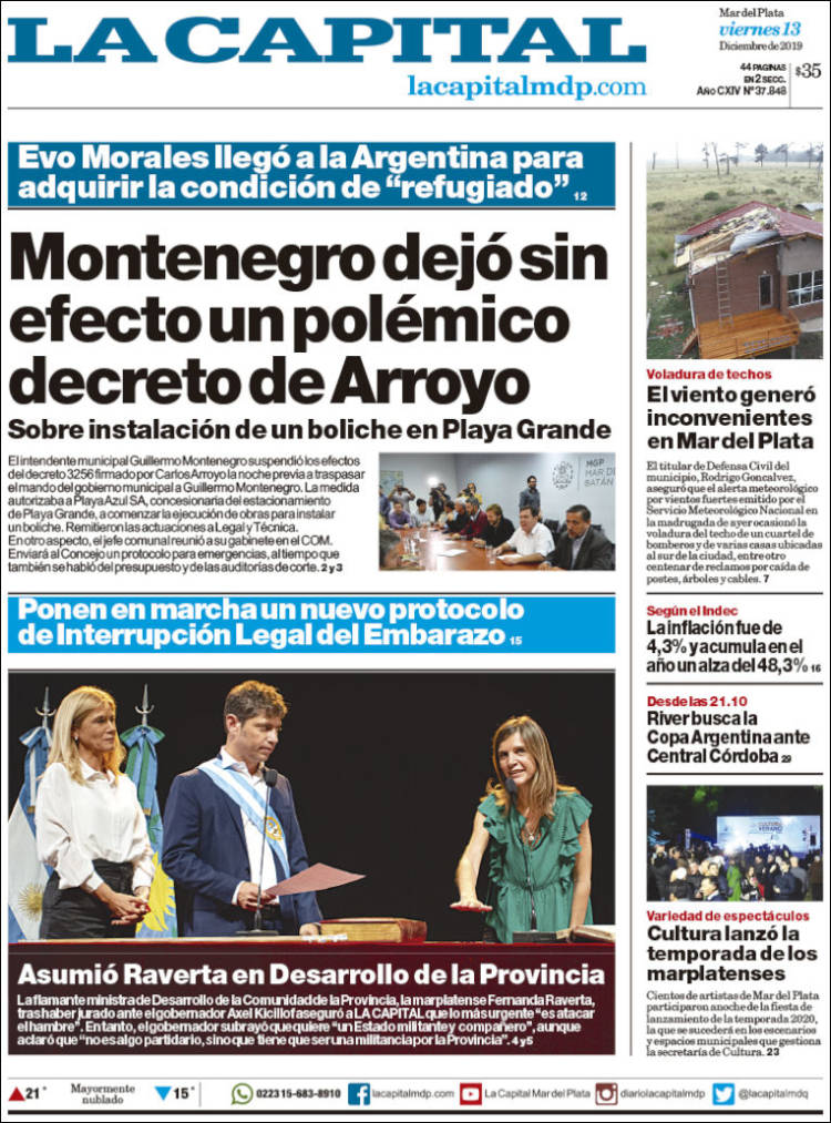 Portada de Diario La Capital - Mar del Plata (Argentina)
