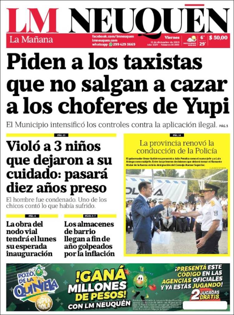 Portada de La Mañanade Neuquén (Argentina)