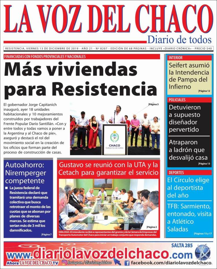 Portada de La Voz del Chaco (Argentina)