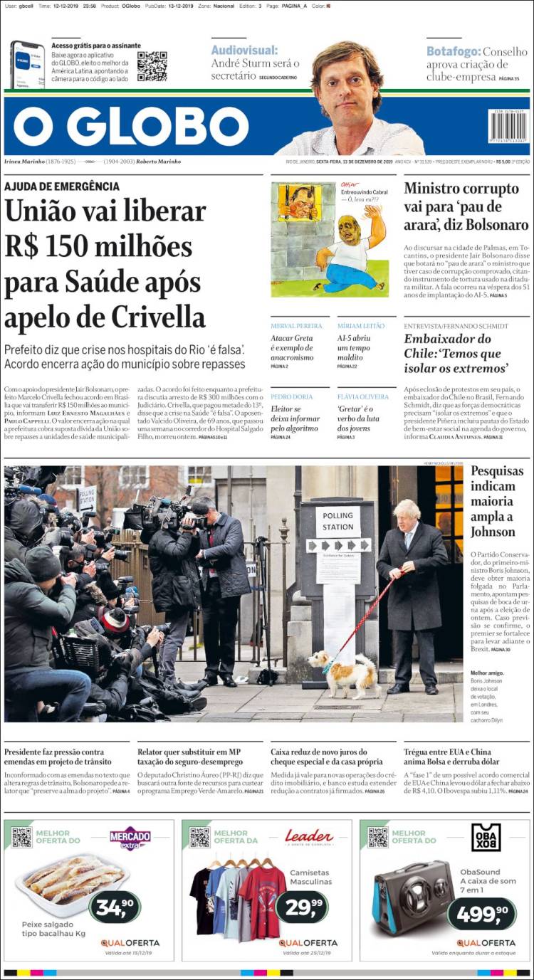 Portada de O Globo (Brasil)