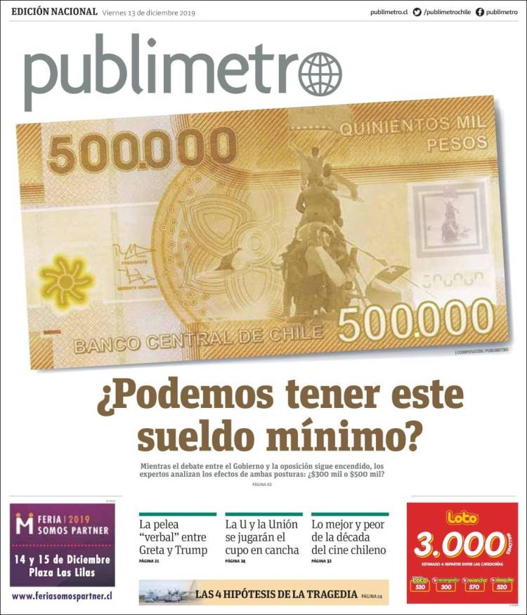 Portada de Publimetro (Chile)