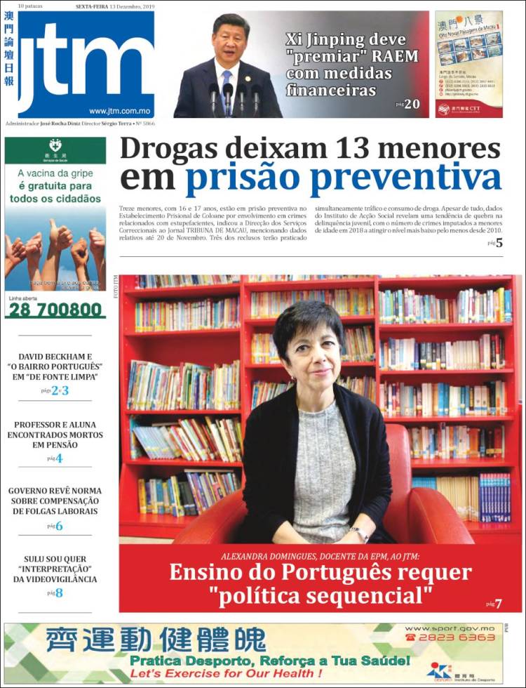 Portada de Jornal Tribuna de Macau (China)