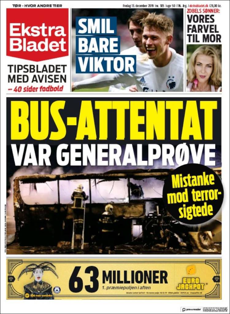 Portada de Ekstra Bladet (Dinamarca)