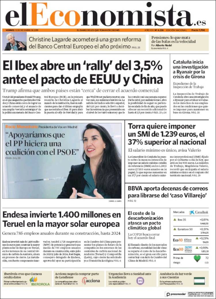 Portada de El Economista (Espa&ntilde;a)