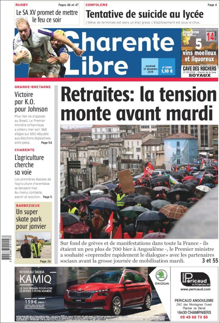 Portada de Charente Libre (Francia)