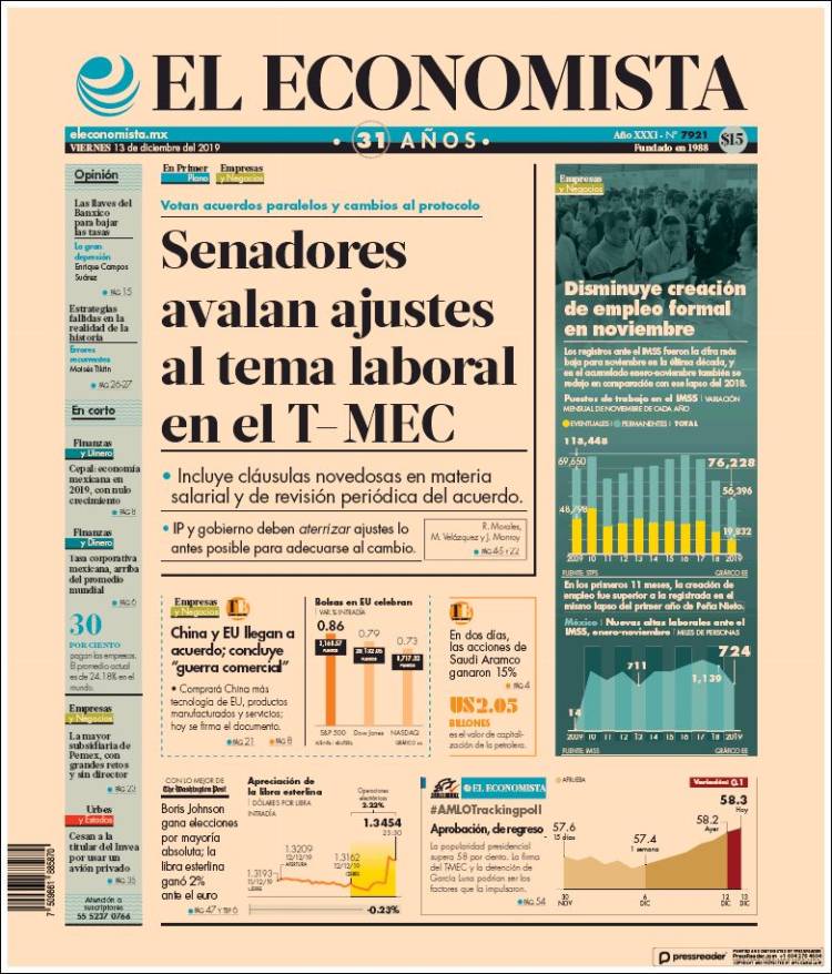 Portada de El Economista (M&eacute;xico)
