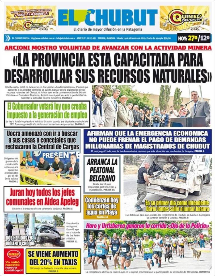Portada de El Chubut (Argentina)