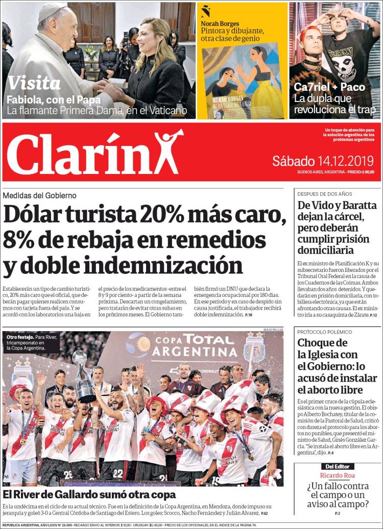 Portada de Clarín (Argentina)
