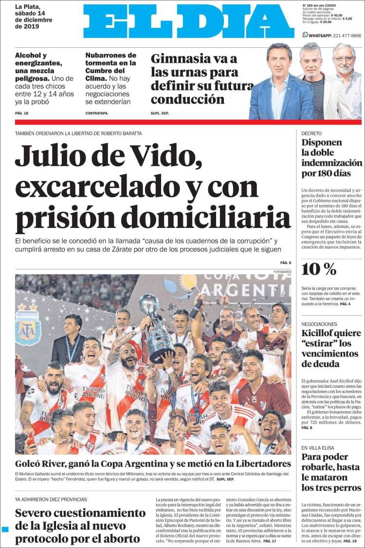 Portada de El Día de la Plata (Argentina)