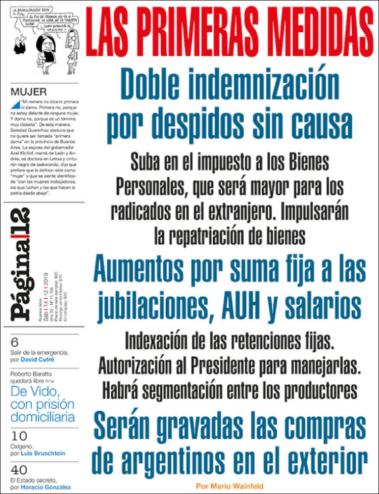 Portada de Página/12 (Argentina)