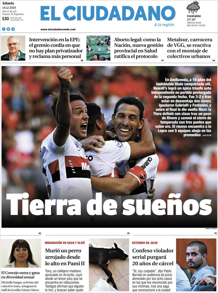 Portada de Diario El Ciudadano (Argentina)