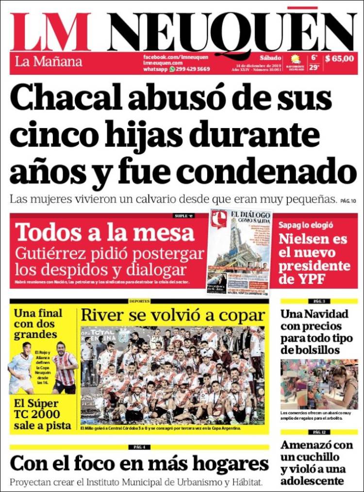 Portada de La Mañanade Neuquén (Argentina)