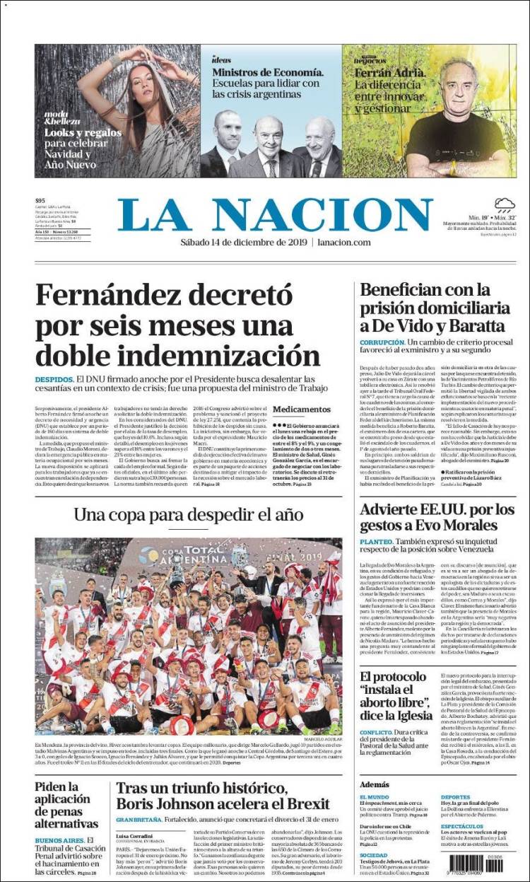 Portada de La Nación (Argentina)