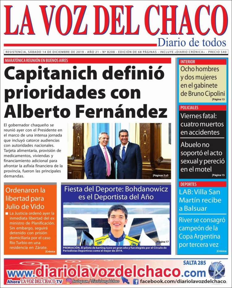 Portada de La Voz del Chaco (Argentina)
