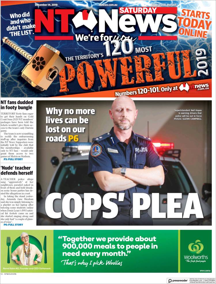 Portada de Northern Territory News (Australia)