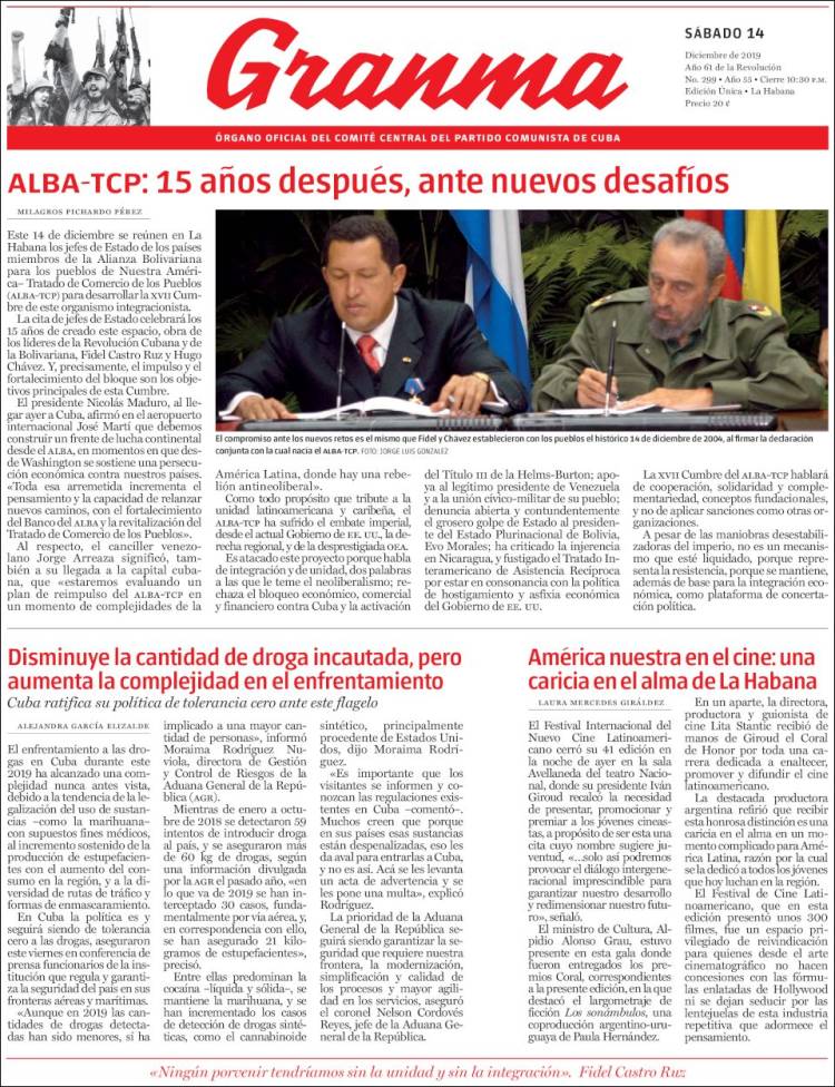 Portada de Granma (Cuba)