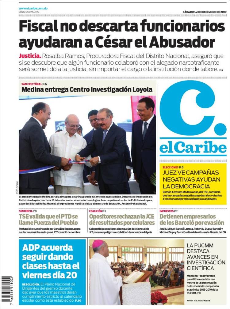 Portada de El Caribe (R. Dominicana)