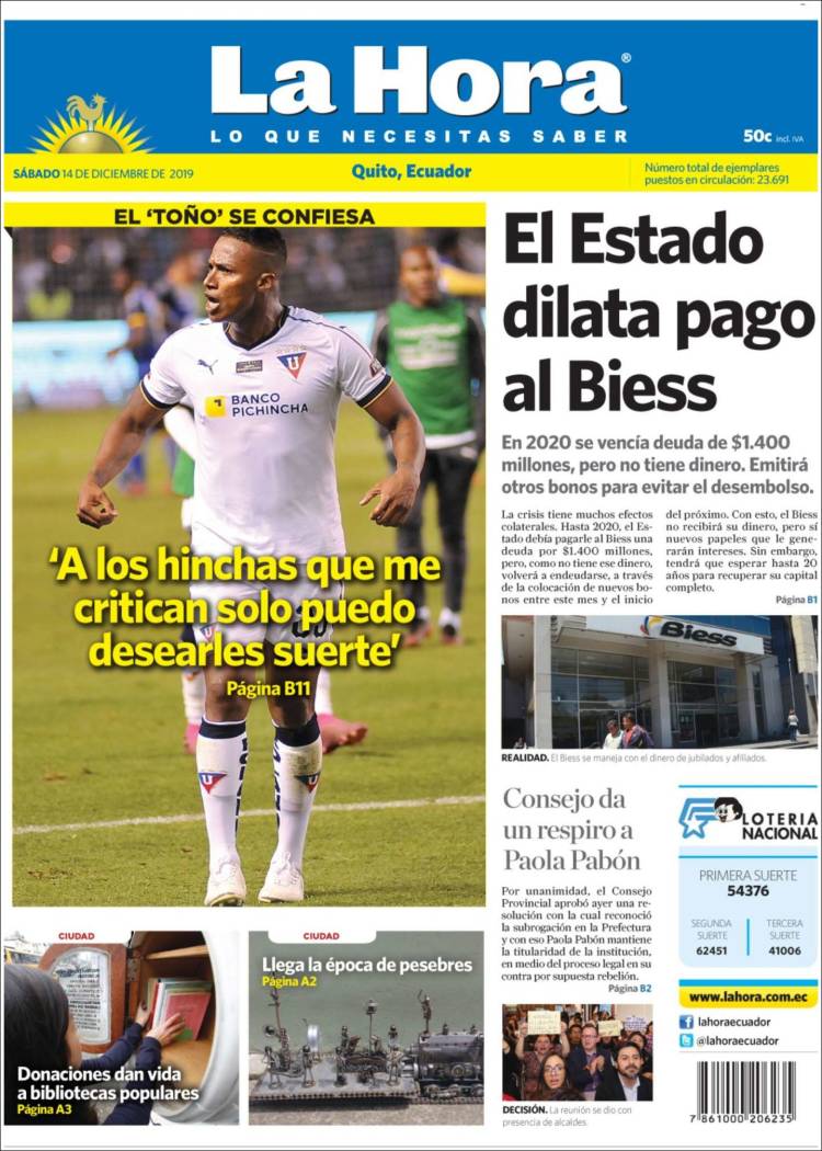 Portada de La Hora - Ecuador (Ecuador)
