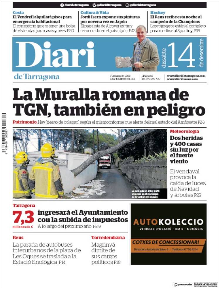 Portada de Diari de Tarragona (Espa&ntilde;a)
