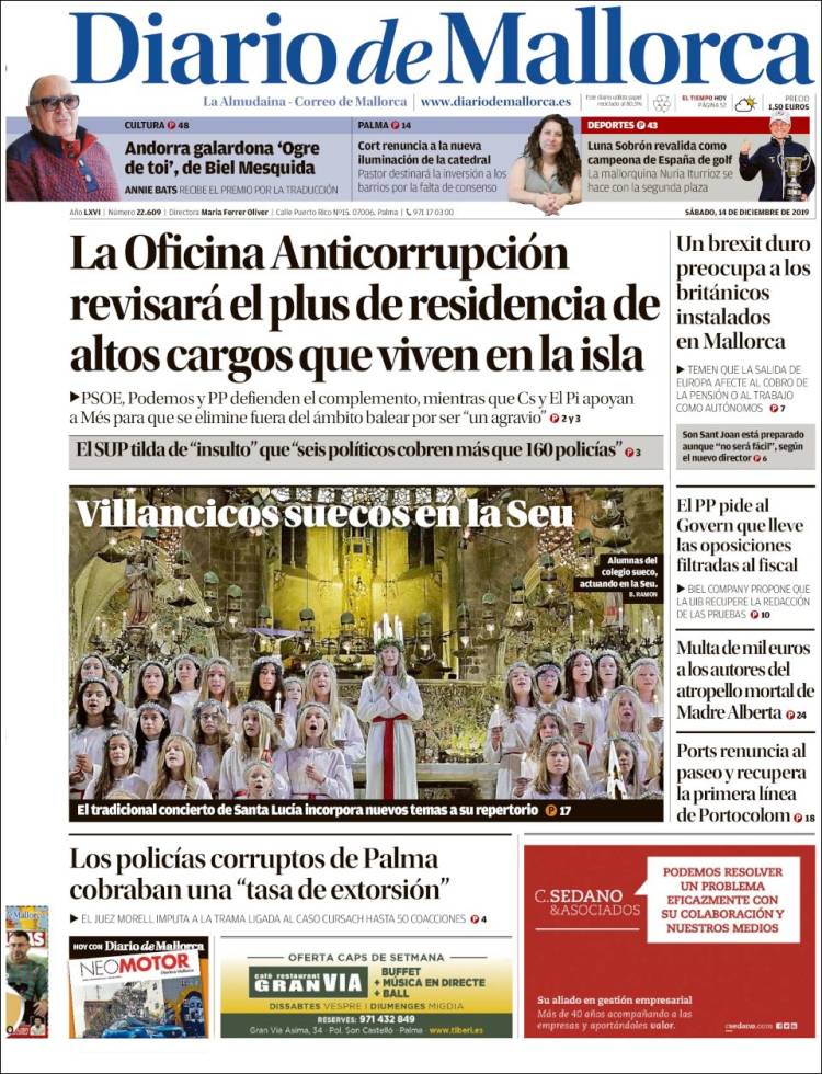 Portada de Diario de Mallorca (Espa&ntilde;a)