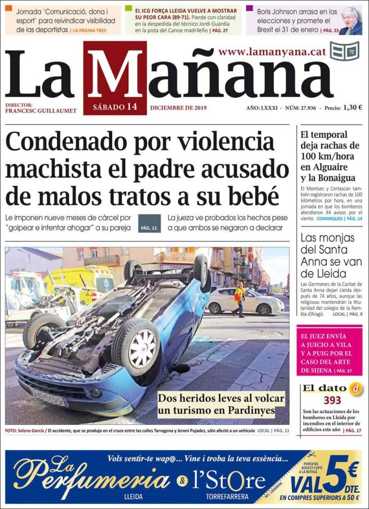 Portada de La Mañana - Diari de Ponent (Espa&ntilde;a)