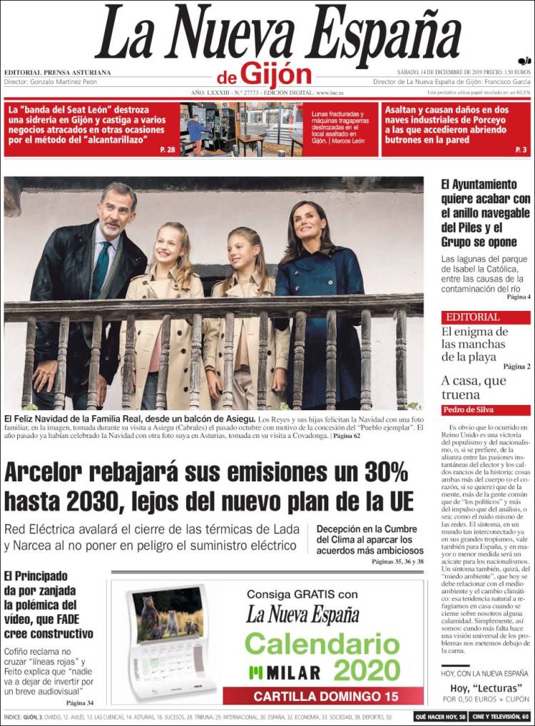 Portada de La Nueva España - Gijón (Espa&ntilde;a)