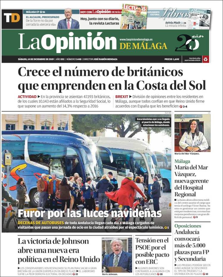 Portada de La Opinión de Málaga (España)