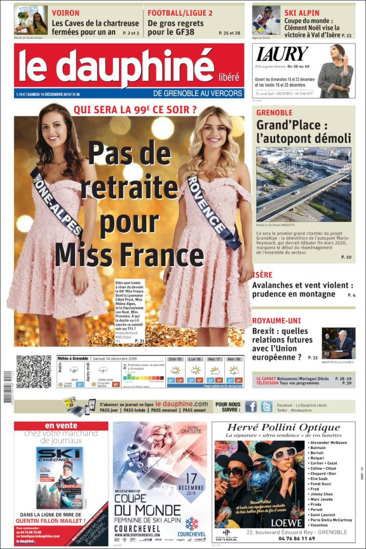 Portada de Le Dauphiné Libéré (Francia)