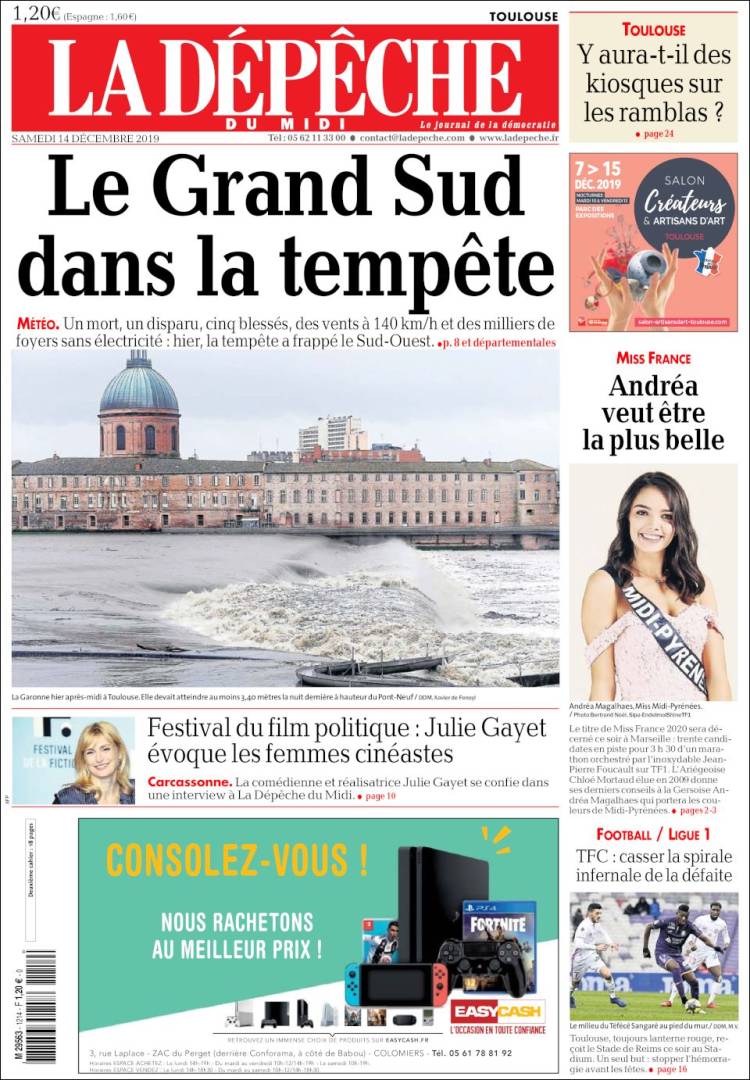 Portada de La Dépêche du Midi (Francia)