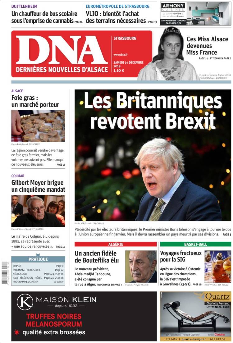 Portada de Les Dernières Nouvelles d'Alsace (Francia)