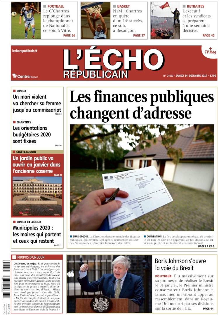 Portada de L'Echo Républicain (Francia)