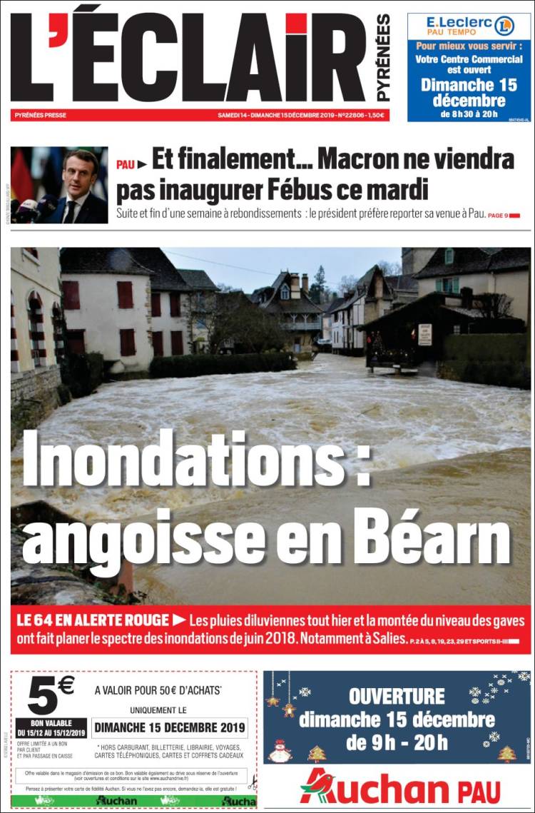 Portada de L'Eclair des Pyrénées (Francia)