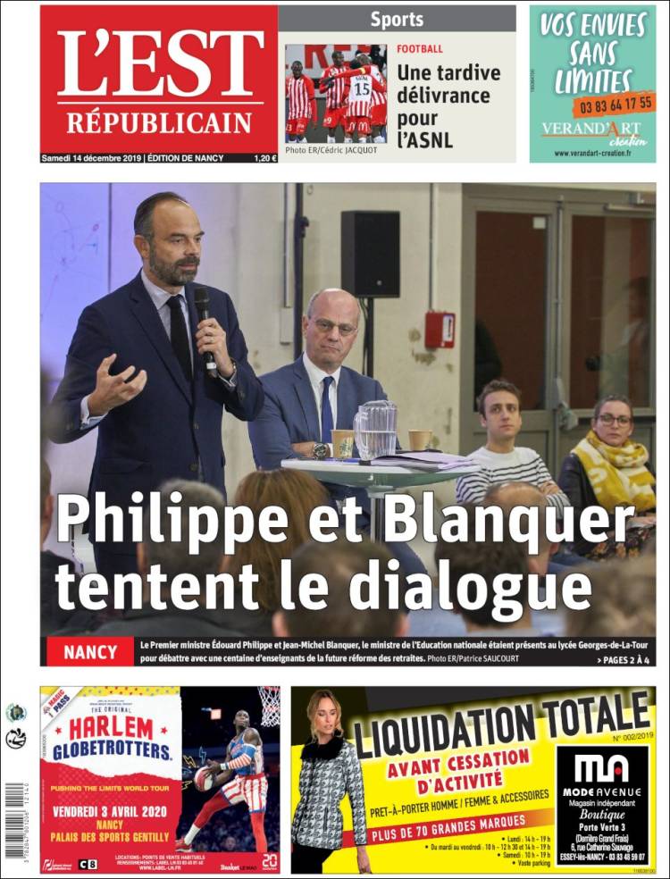 Portada de L'Est Republicain (Francia)