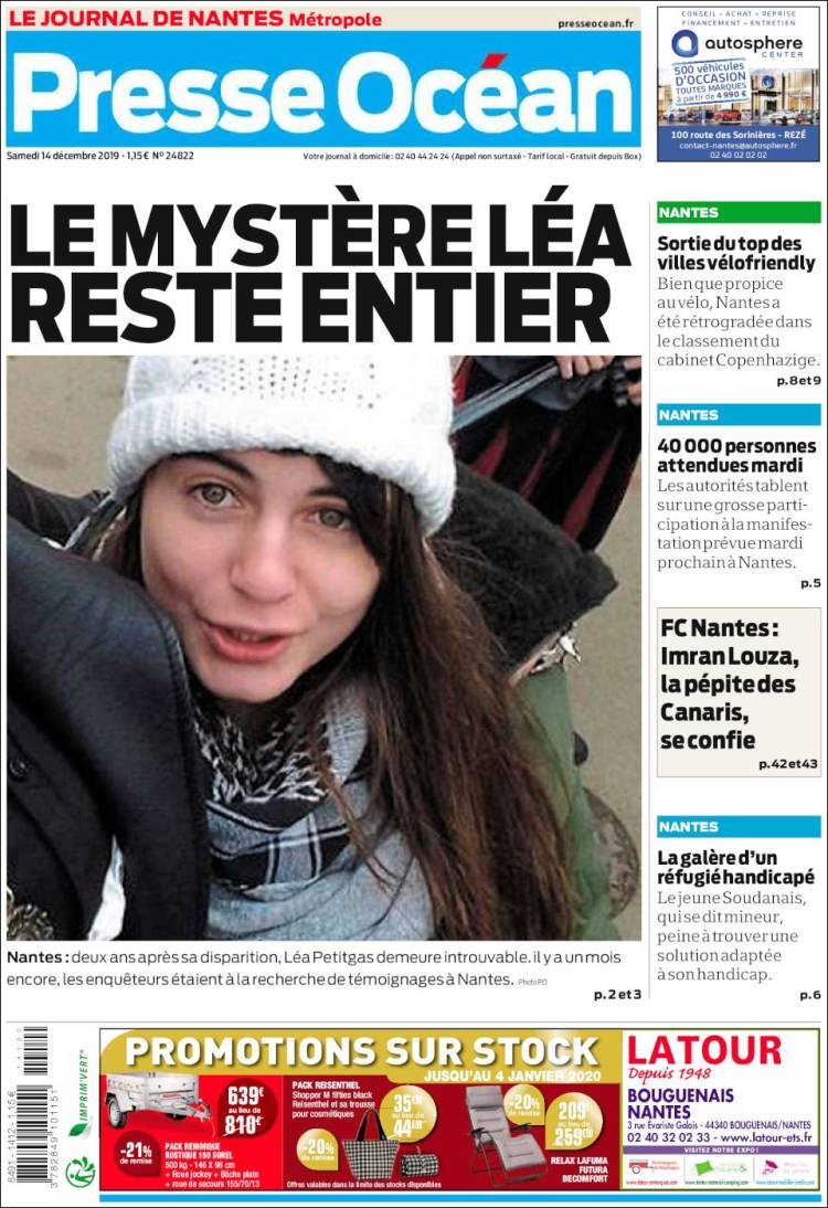 Portada de Presse Ocean (Francia)