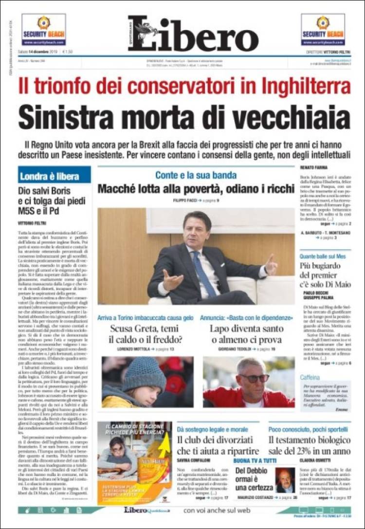 Portada de Libero (Italia)