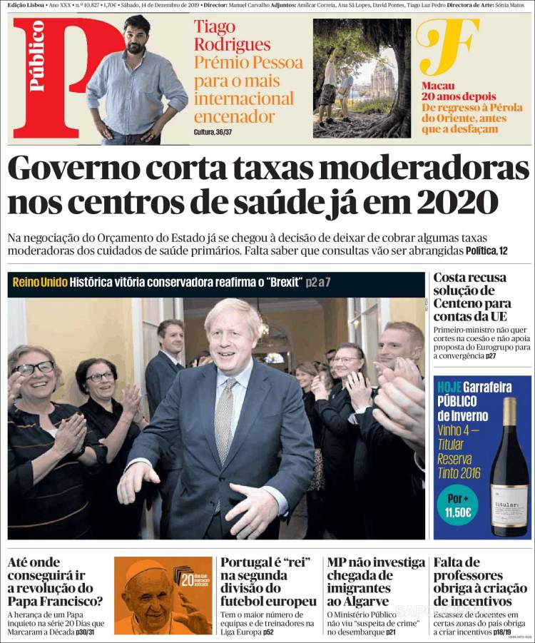 Portada de Público (Portugal)