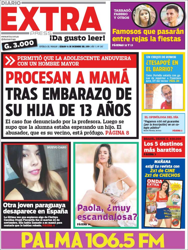 Portada de Diario Extra (Paraguay)
