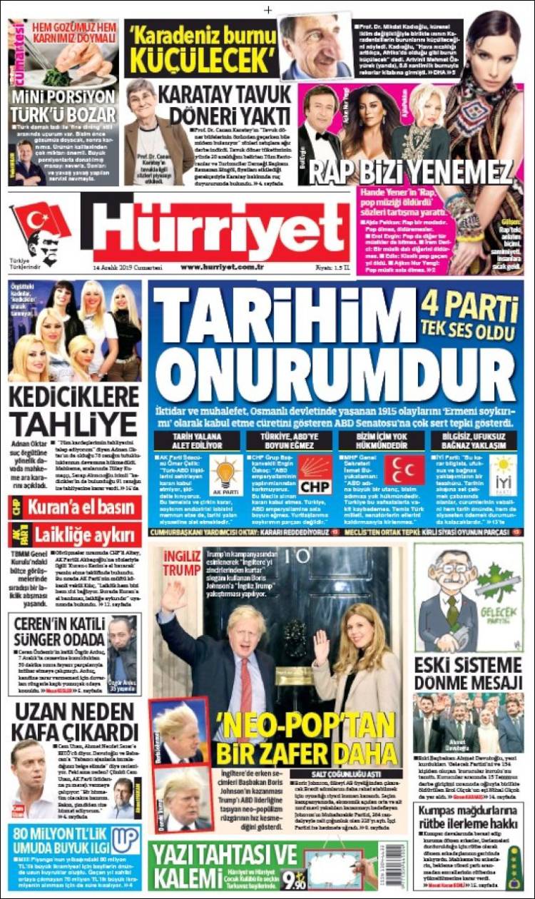 Portada de Hürriyet (Turqu&iacute;a)