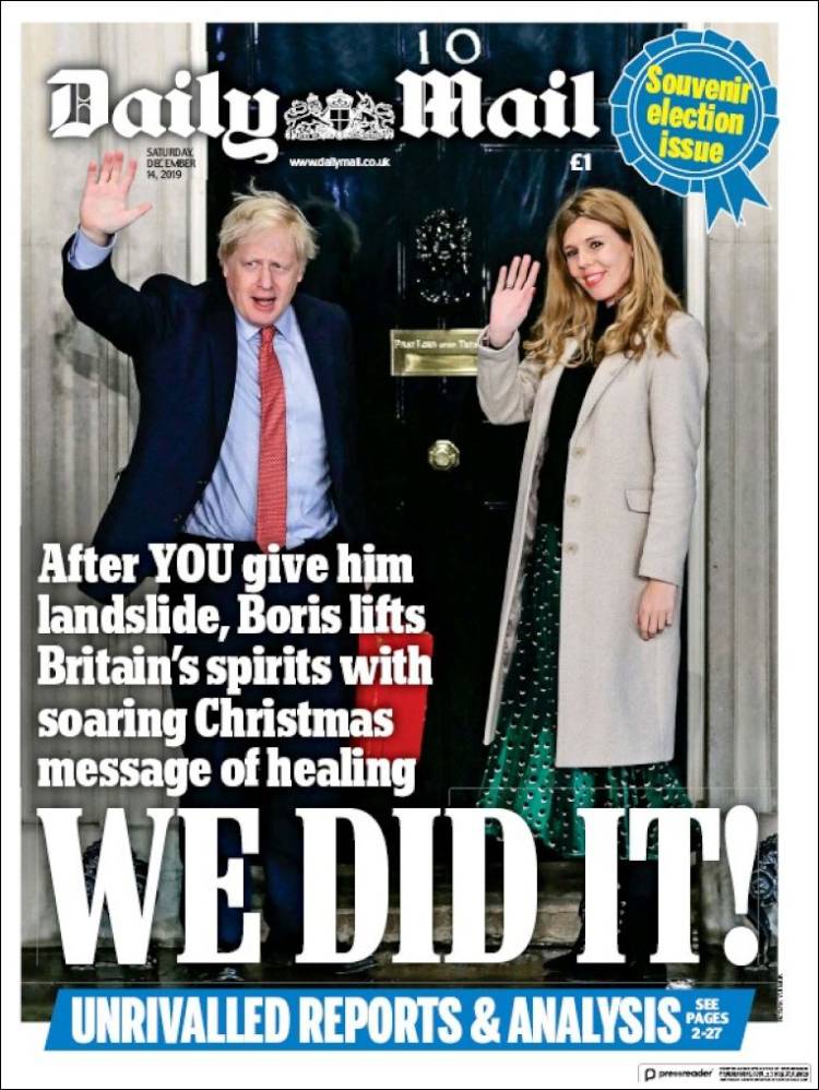 Portada de Daily Mail (Reino Unido)