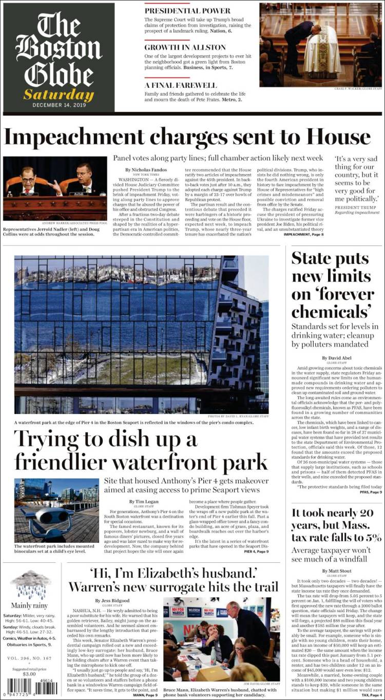 Portada de Boston Globe (USA)