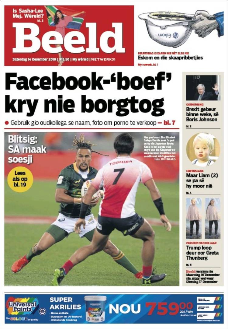 Portada de Beeld (Sud&aacute;frica)