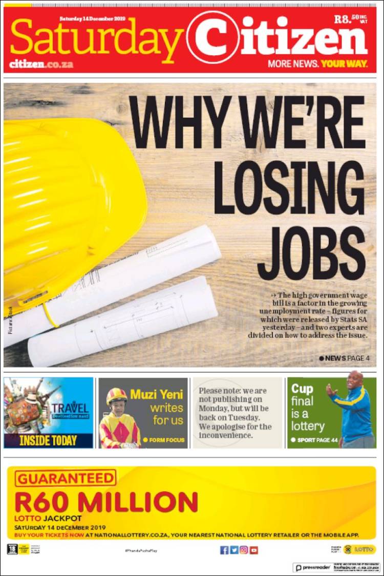 Portada de The Citizen (Sud&aacute;frica)