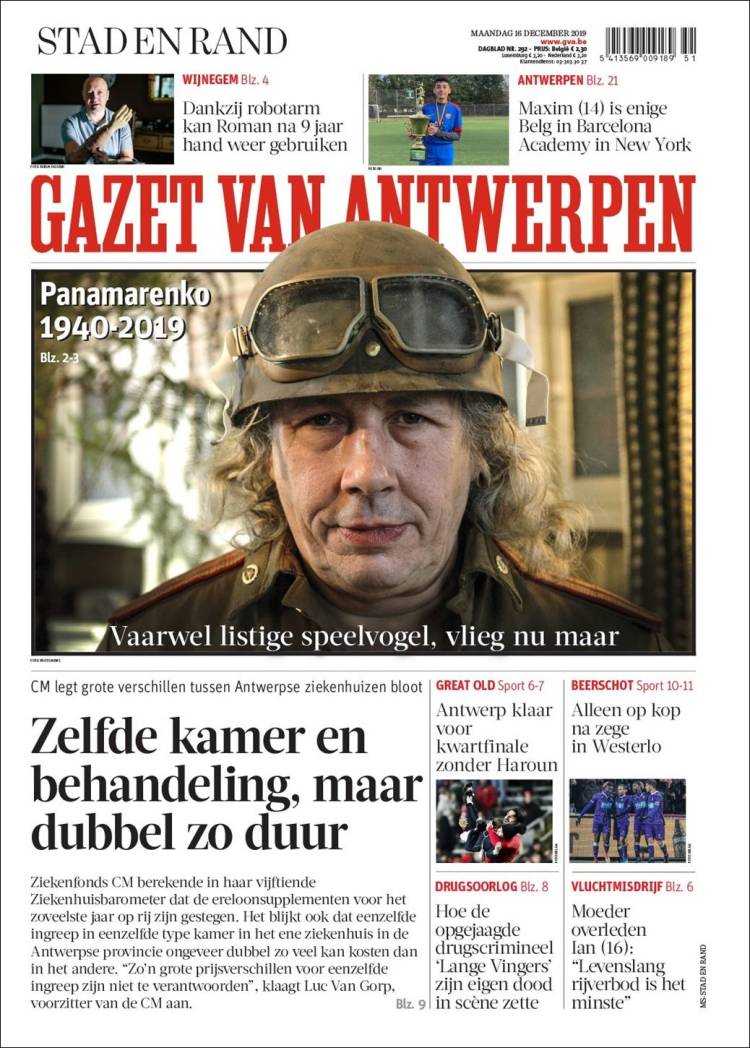 Portada de Gazet van Antwerpen (B&eacute;lgica)