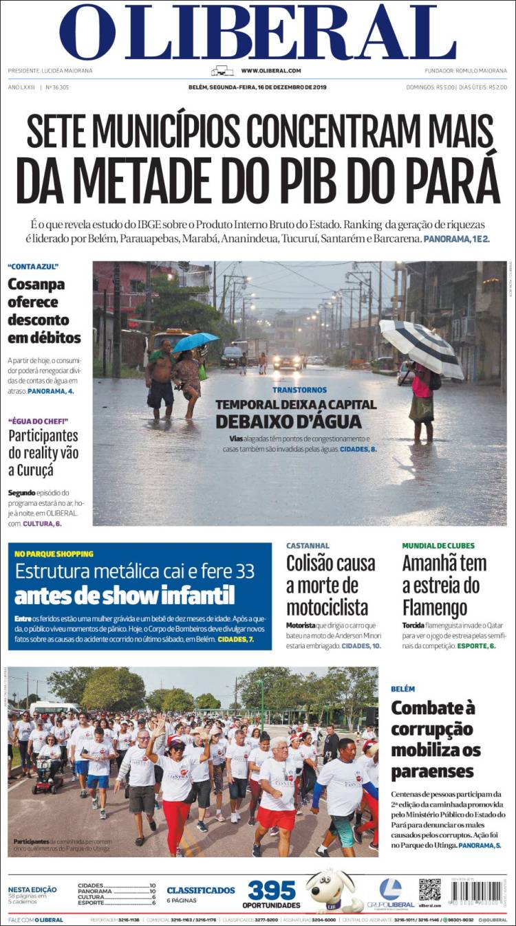 Portada de O Liberal (Brasil)