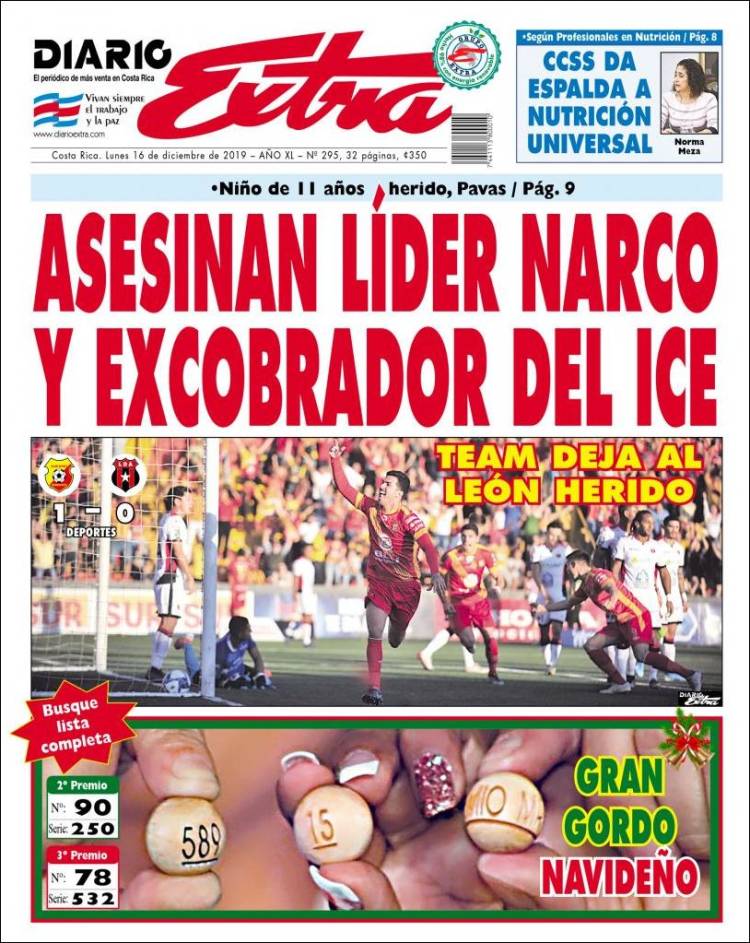 Portada de Diario Extra (Costa Rica)